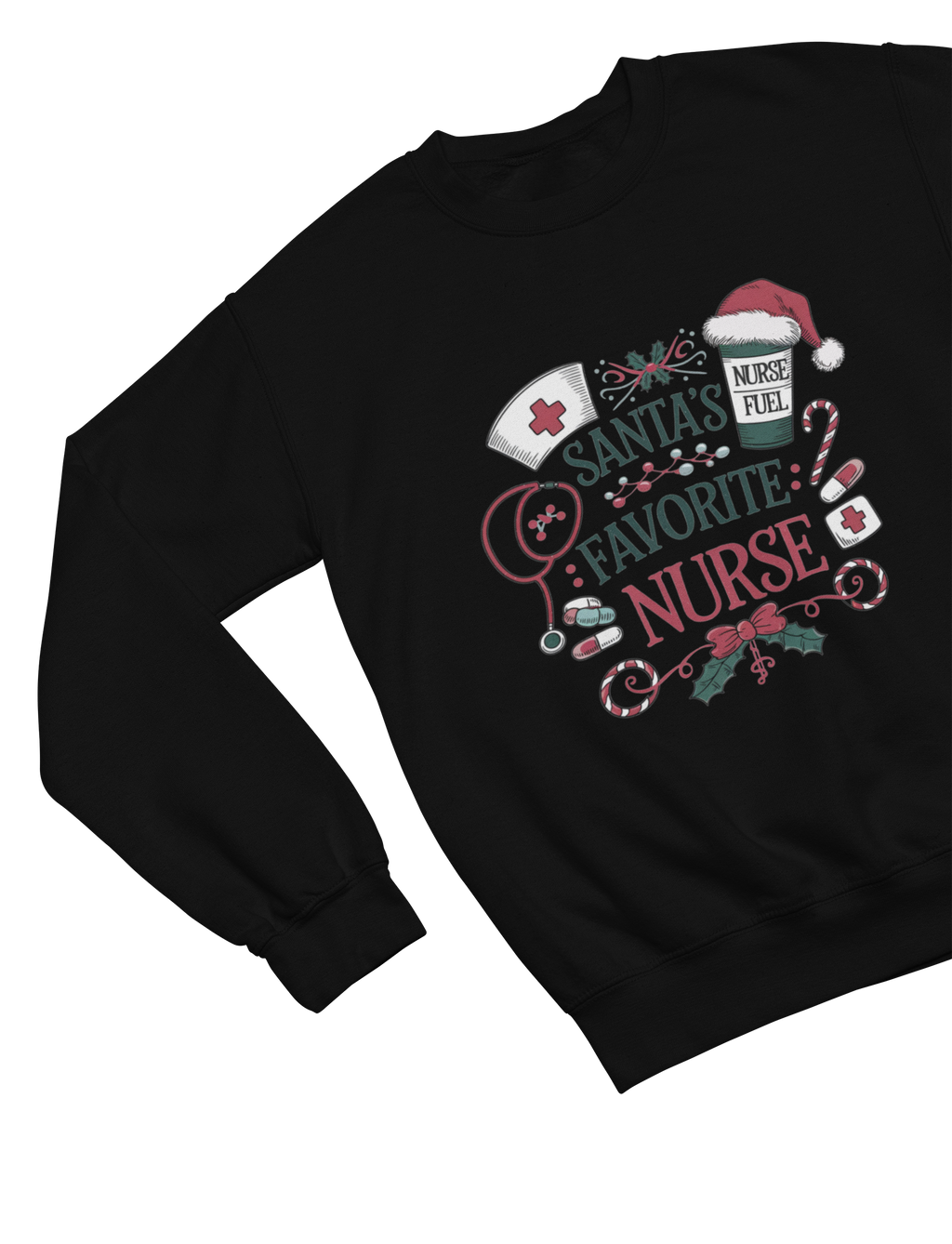 Santa’s Favorite Nurse Christmas Sweatshirt – Festive Nurse Gift