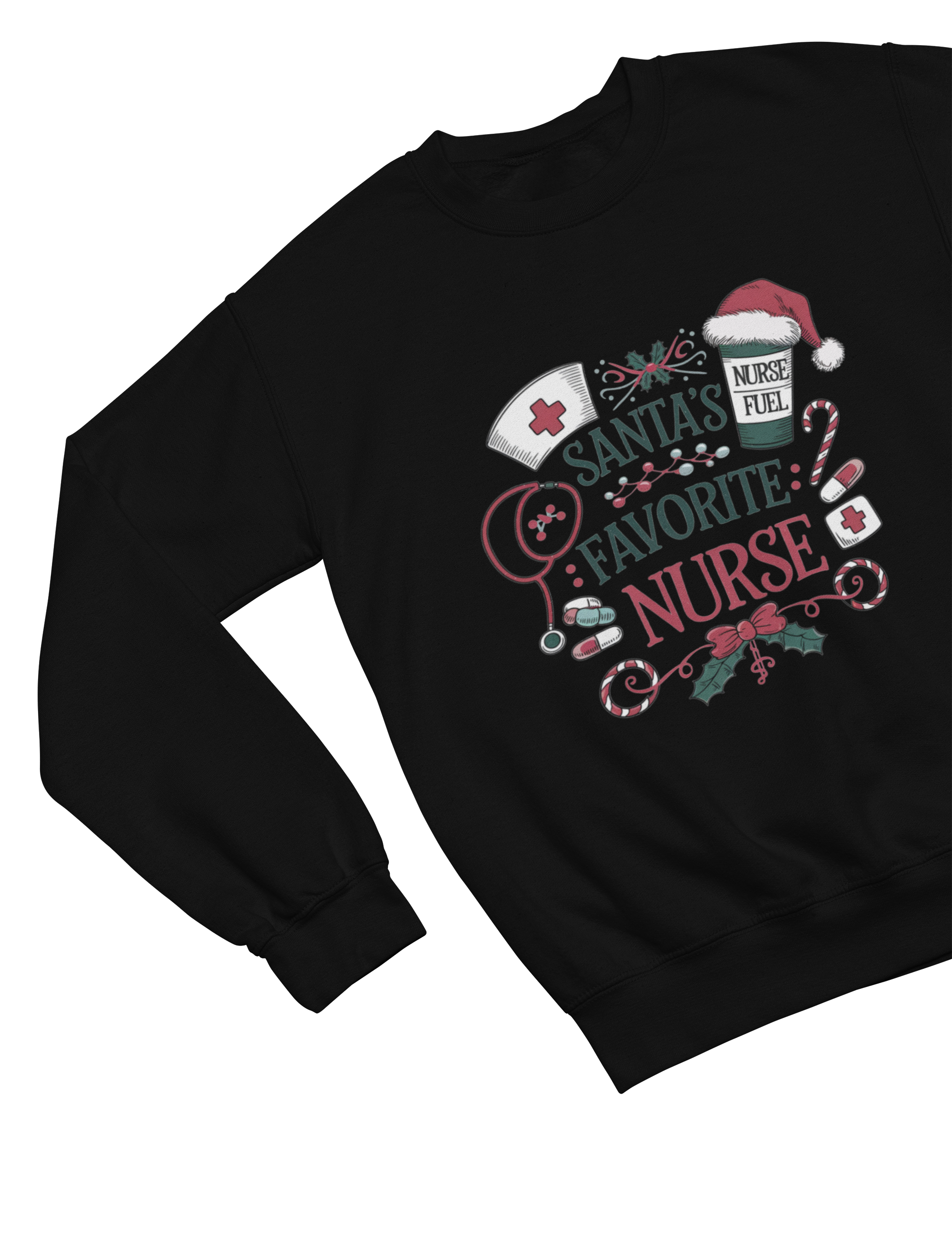 Santa’s Favorite Nurse Christmas Sweatshirt – Festive Nurse Gift