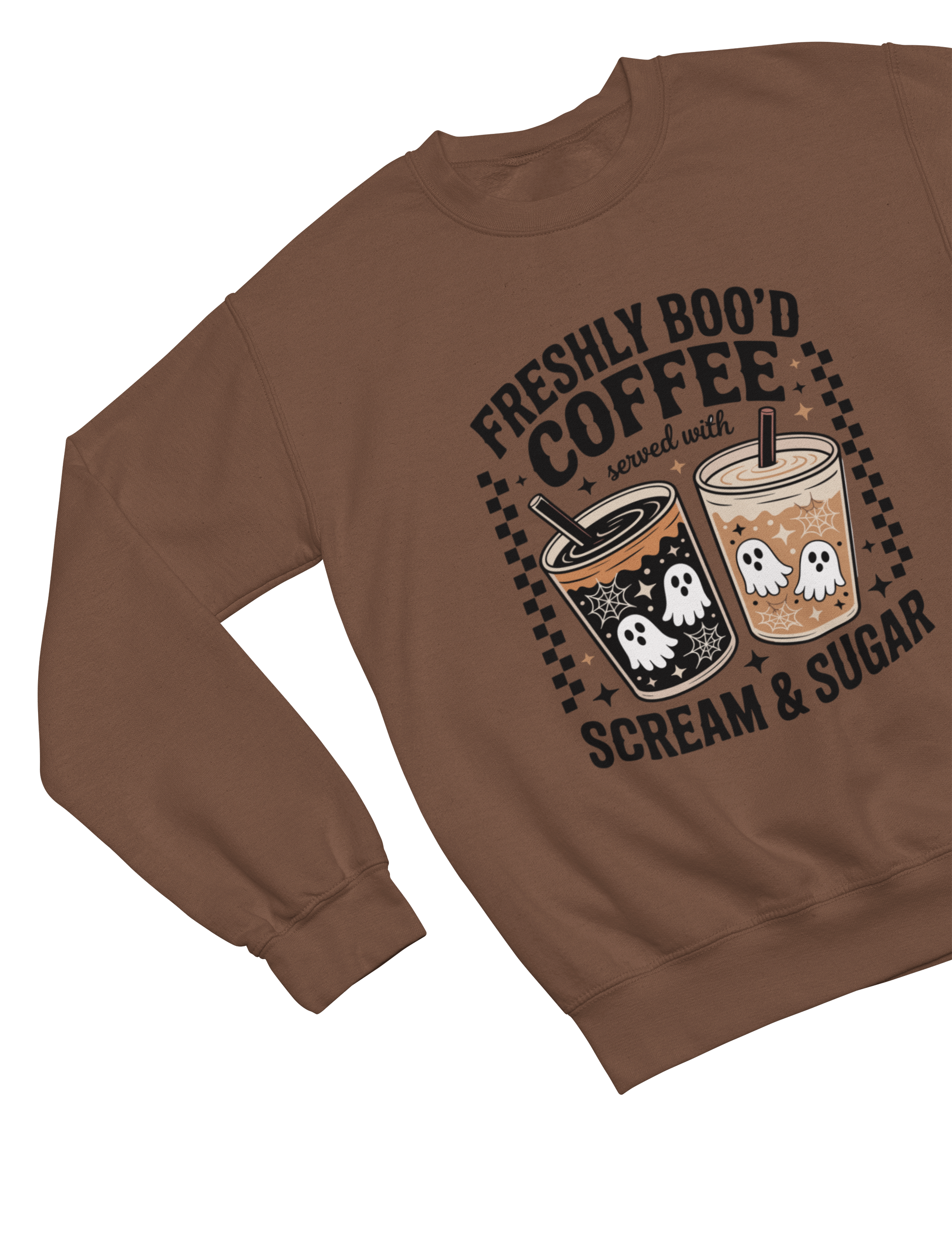 Freshly Boo’d Coffee Halloween Sweatshirt & T-Shirt | Spooky Retro