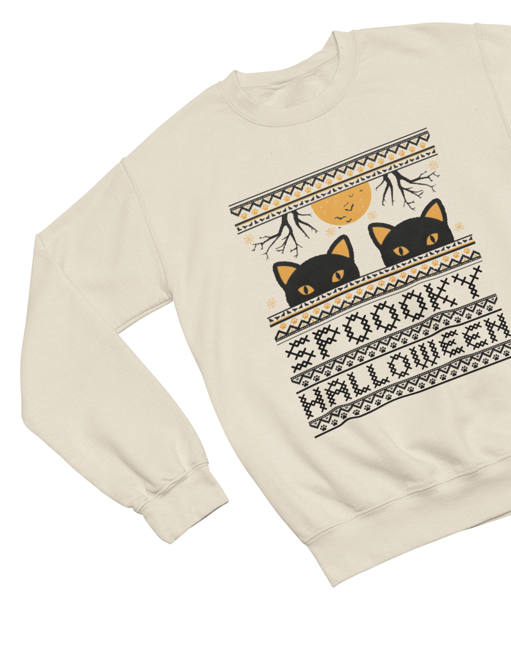 Spooky Halloween Cat Sweatshirt & T-Shirt | Ugly Sweater Style