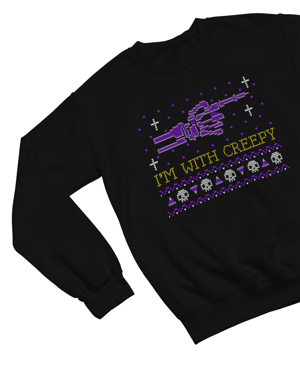 I’m With Creepy Halloween Sweatshirt | Funny Ugly Sweater Jumper