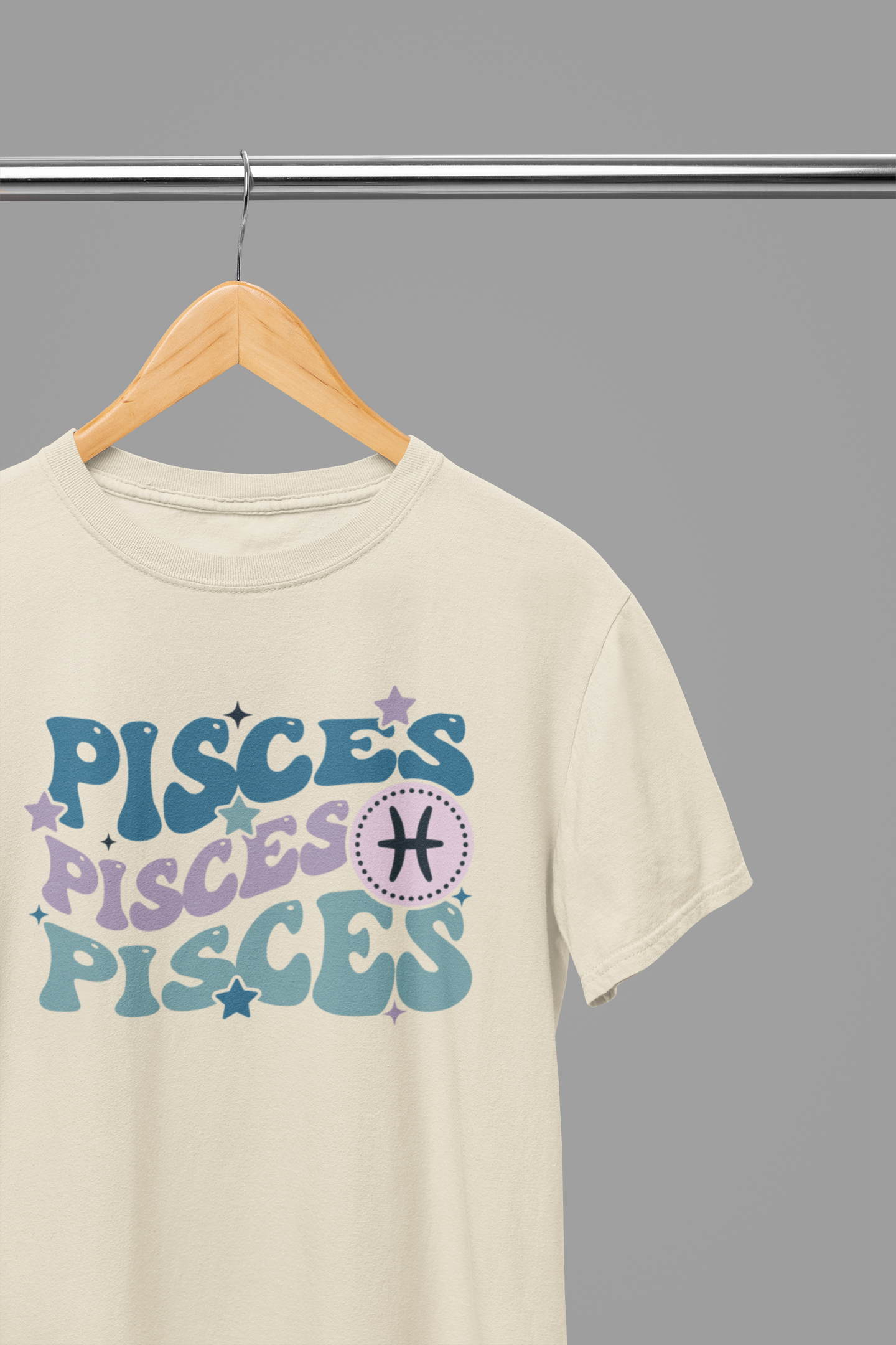 PISCES Zodiac Fun Colour Font T-Shirt