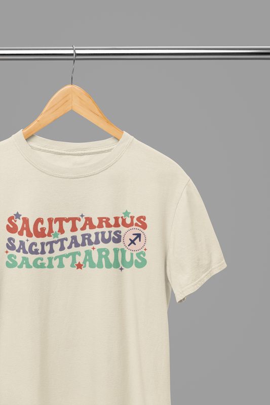 SAGITTARIUS Zodiac Fun Colour Font T-Shirt