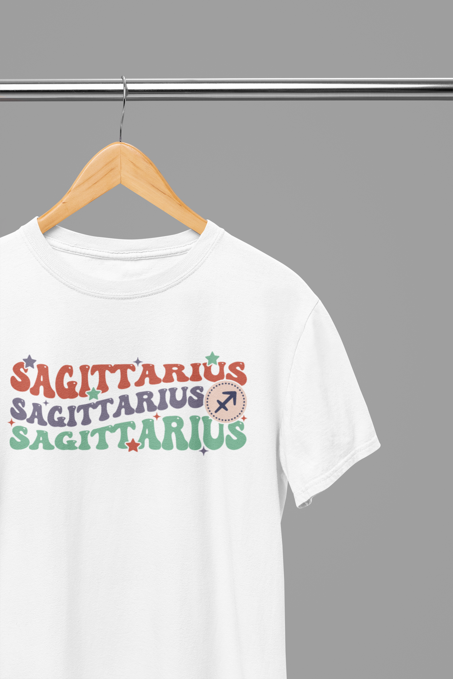 SAGITTARIUS Zodiac Fun Colour Font T-Shirt