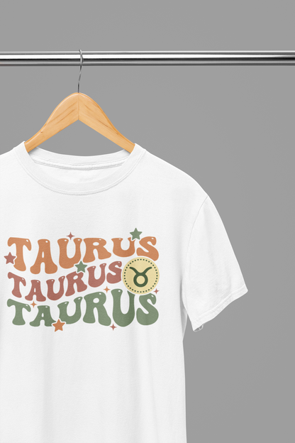 TAURUS Zodiac Fun Colour Font T-Shirt