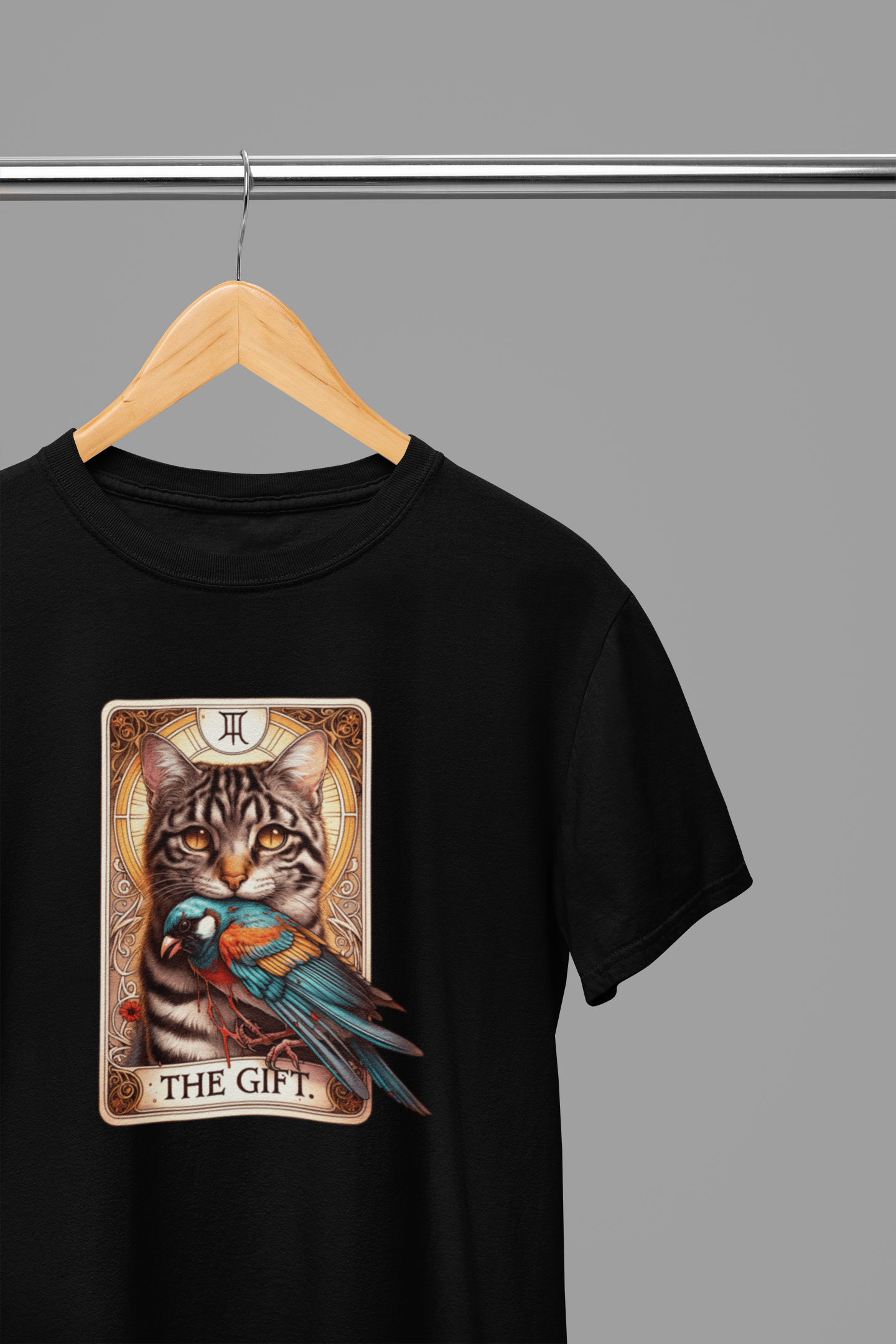 The Gift Tarot T-Shirt & Sweatshirt | Dark Humor Cat Graphic