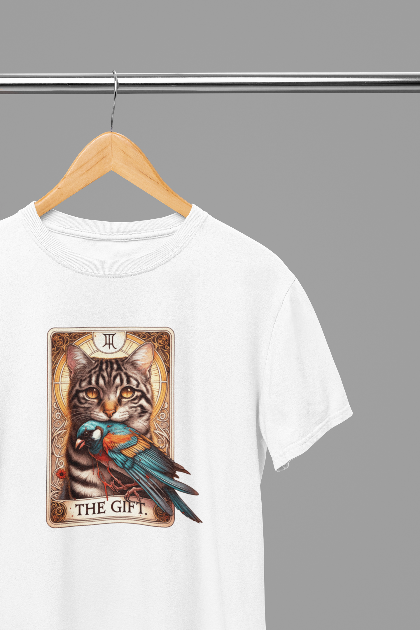 The Gift Tarot T-Shirt & Sweatshirt | Dark Humor Cat Graphic