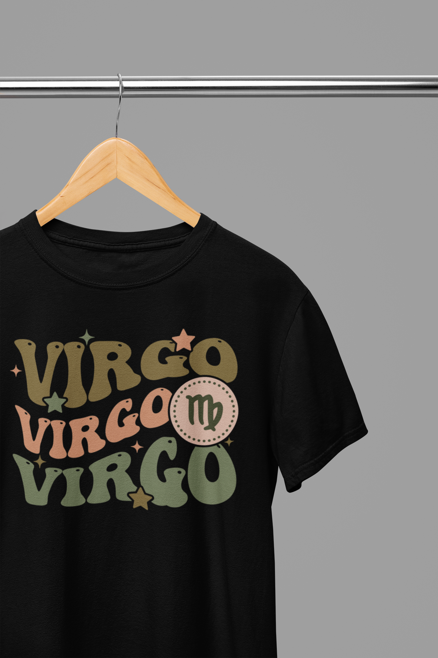 VIRGO Zodiac Fun Colour Font T-Shirt