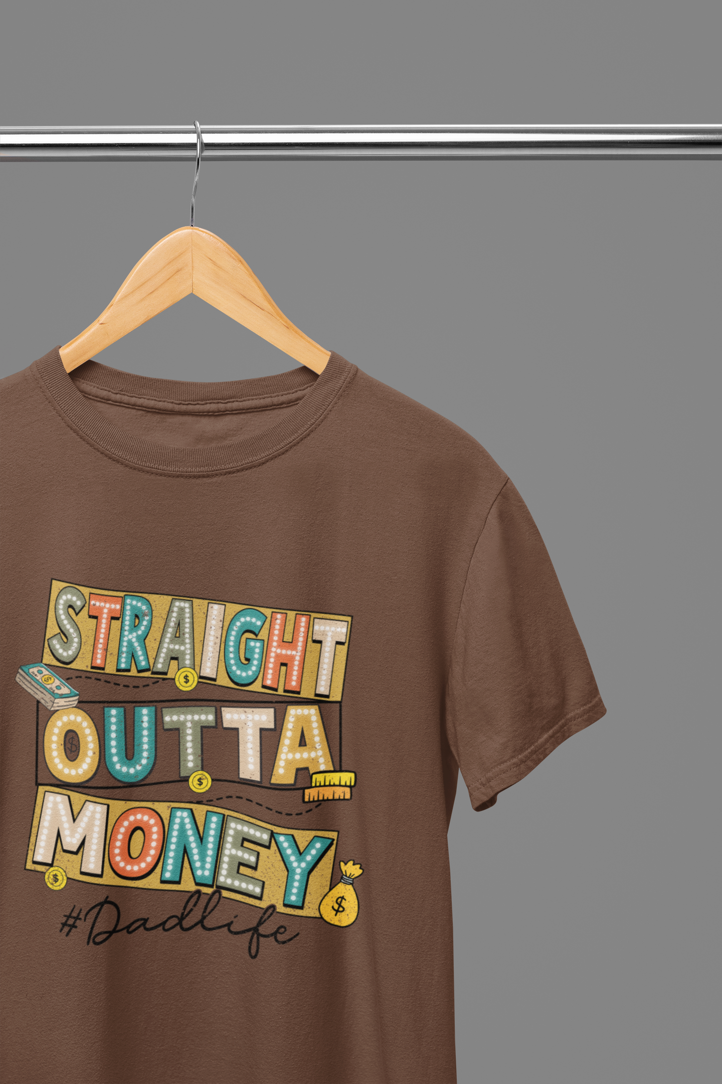 Straight Outta Money T-Shirt / Sweatshirt – Funny Retro Neon Style Graphic