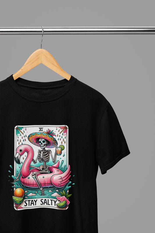 Stay Salty Skeleton Flamingo Tarot T-Shirt