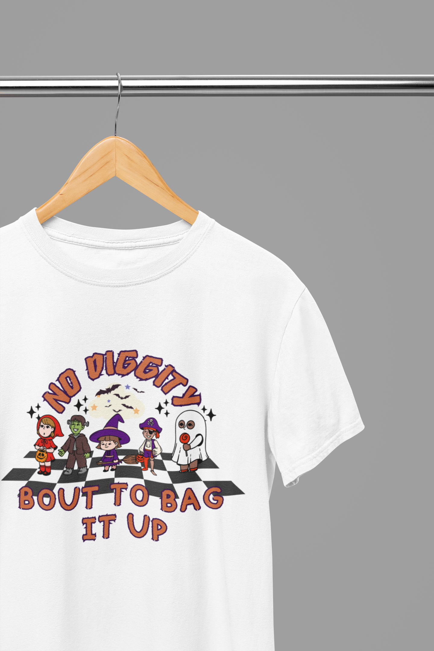 Funny Halloween Sweatshirt & T-Shirt | No Diggity Bout To Bag It Up