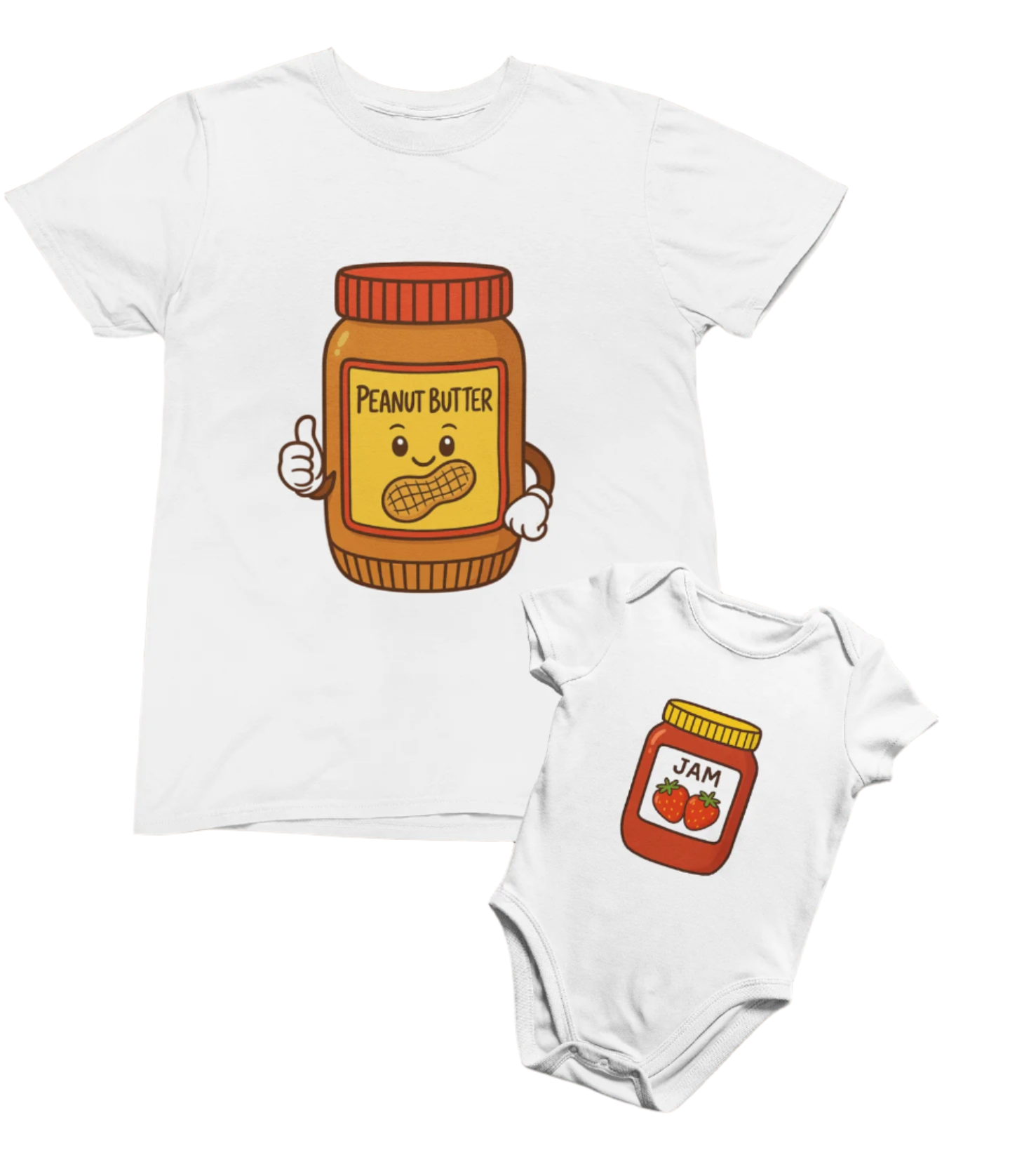 Peanut Butter & Jelly Jam Matching Dad and Baby Set – Cute Cartoon T-Shirt & Onesie
