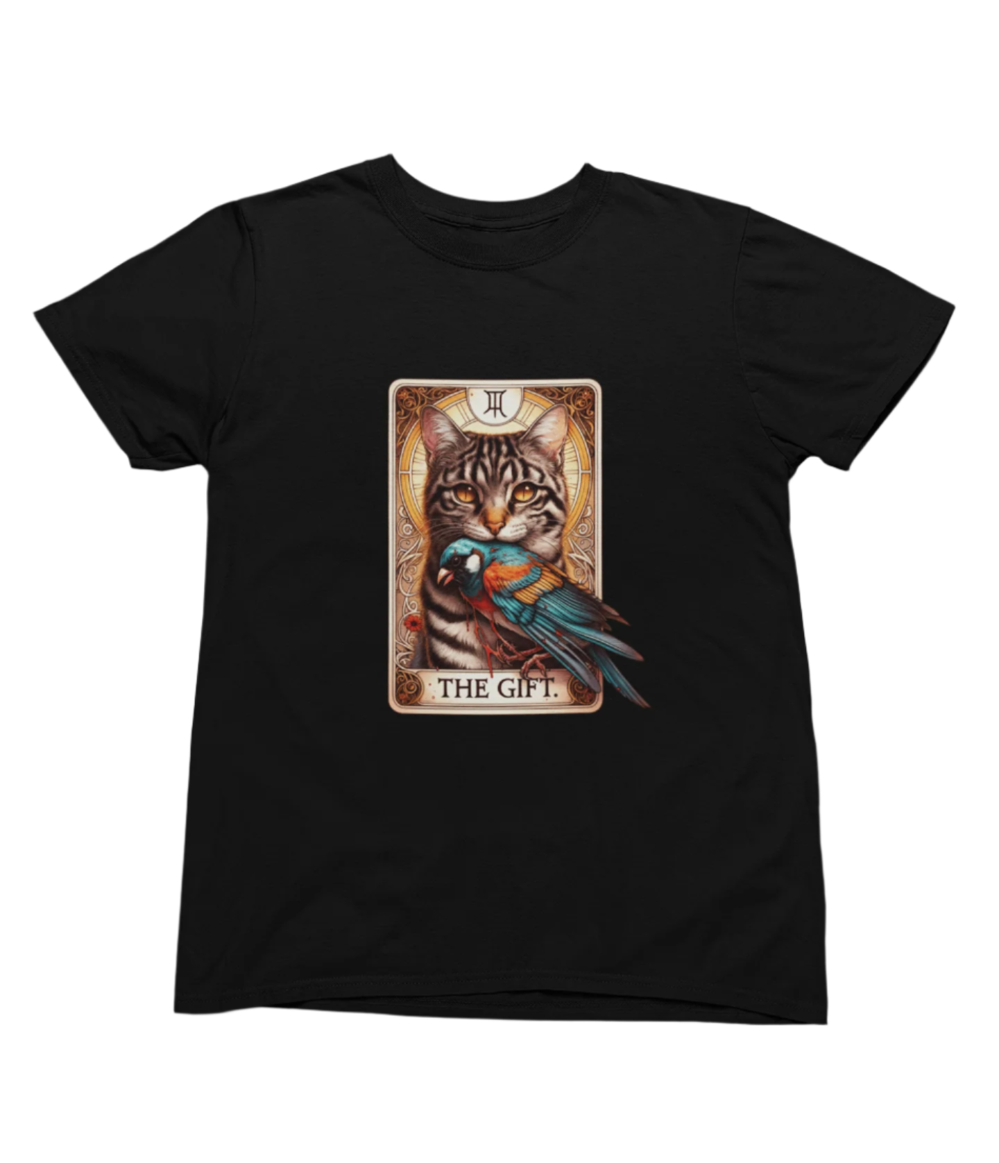 The Gift Tarot T-Shirt & Sweatshirt | Dark Humor Cat Graphic