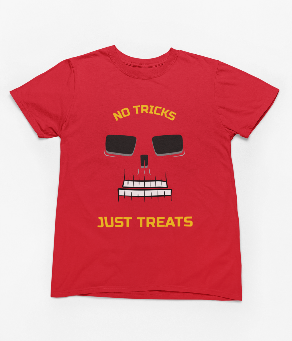 No Tricks Just Treats Halloween Sweatshirt & T-Shirt | Skull Design