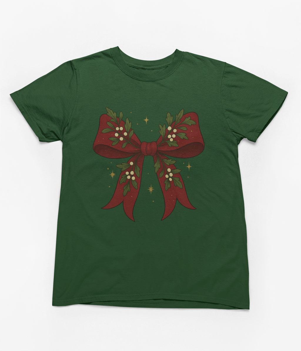 Mistletoe Coquette Bow Christmas Sweatshirt – Vintage Red Festive Jumper