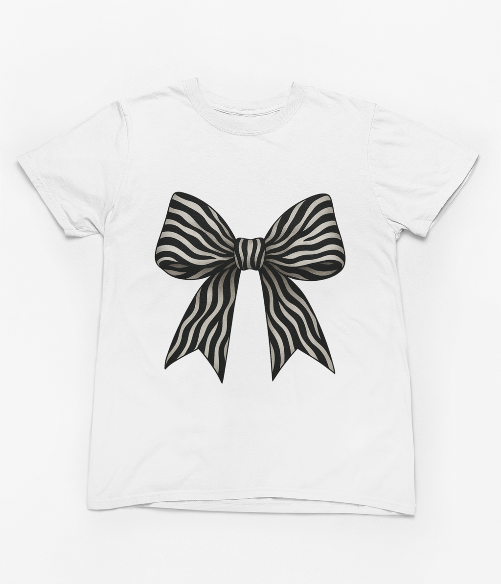 Zebra Coquette Bow Sweatshirt – Monochrome Animal Print Jumper