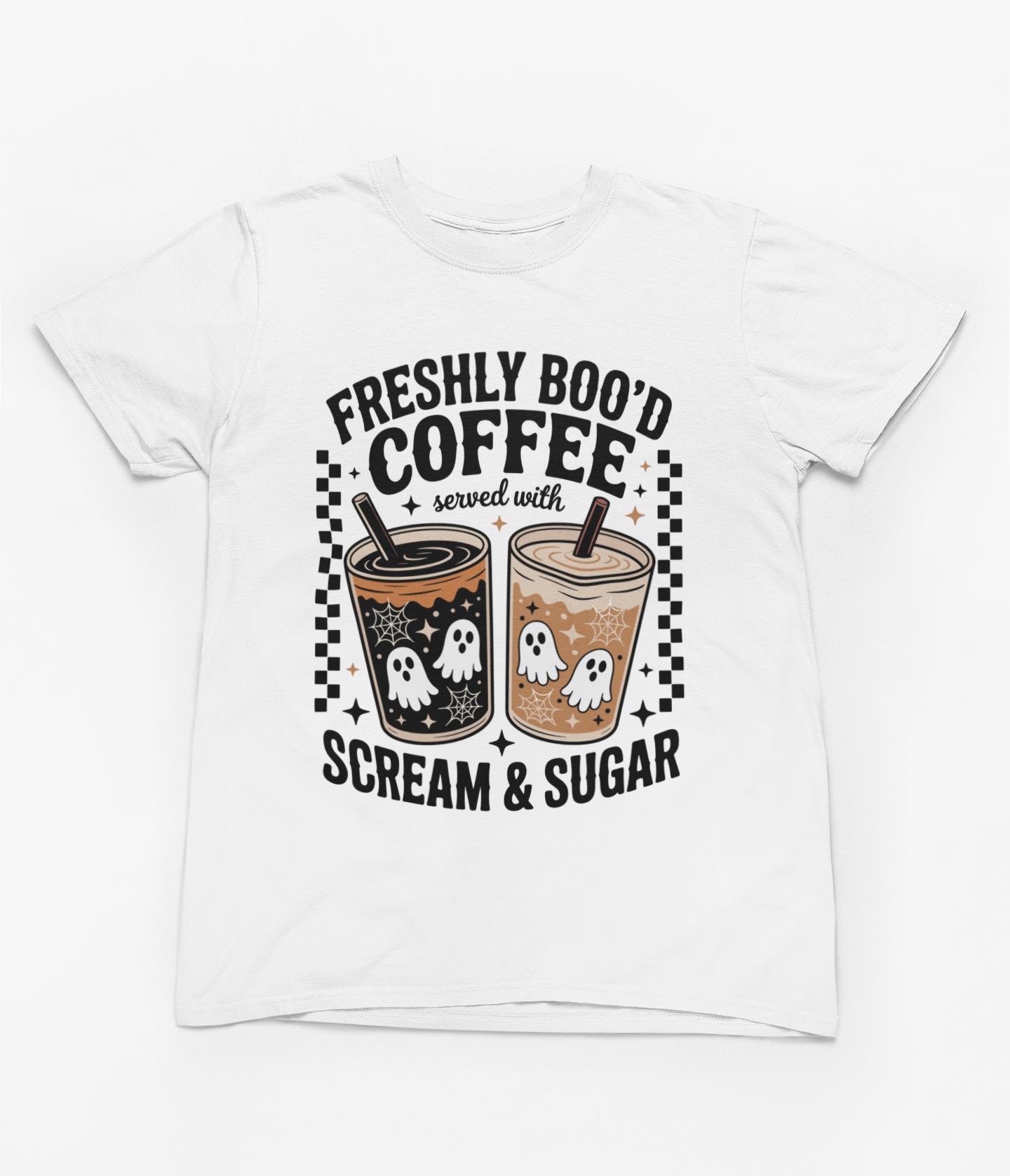 Freshly Boo’d Coffee Halloween Sweatshirt & T-Shirt | Spooky Retro