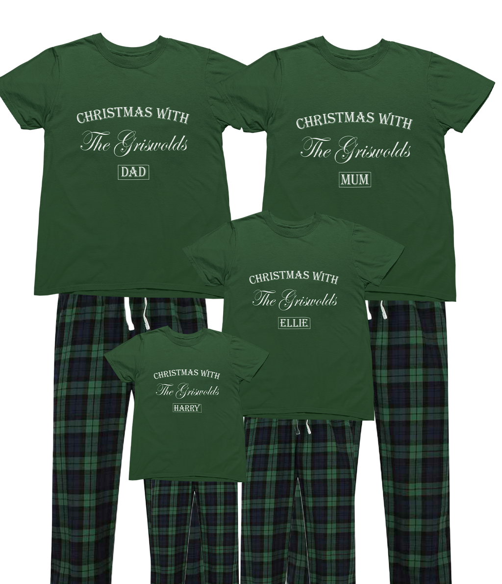 Personalised Family Christmas Pyjamas – Custom Surname & Name Matching Set