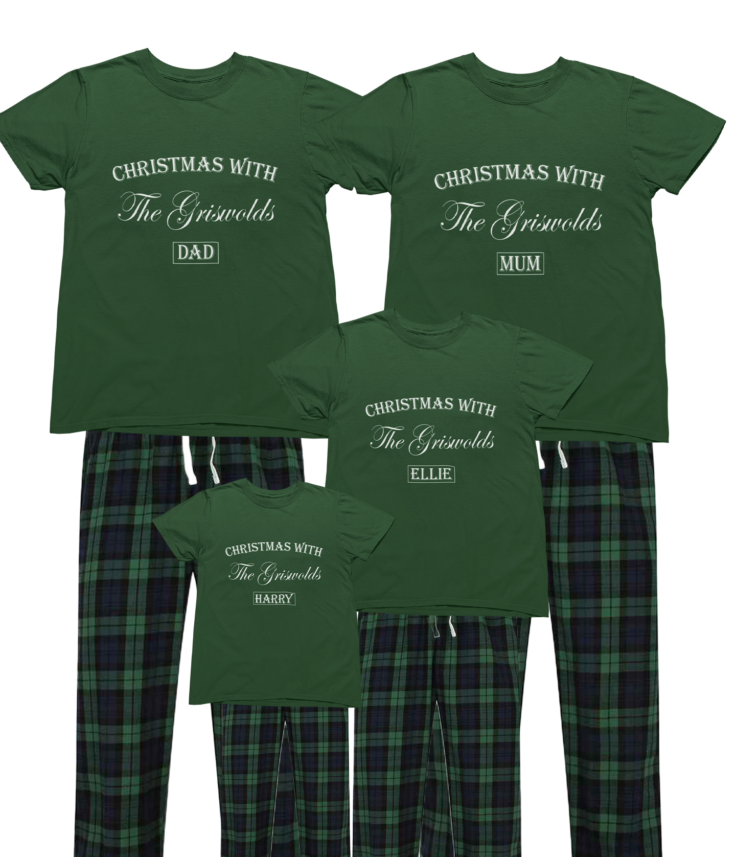 Personalised Family Christmas Pyjamas – Custom Surname & Name Matching Set