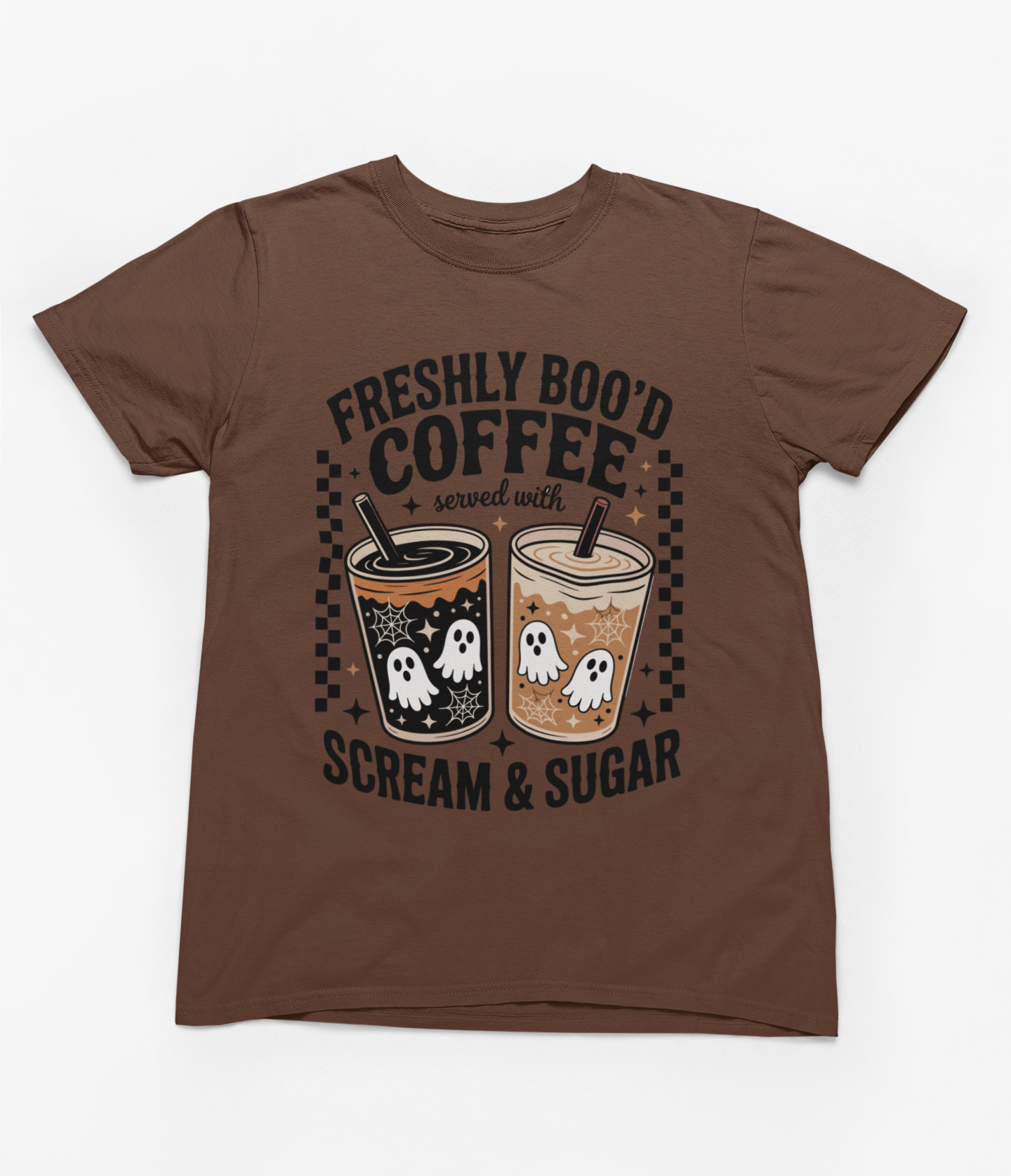 Freshly Boo’d Coffee Halloween Sweatshirt & T-Shirt | Spooky Retro