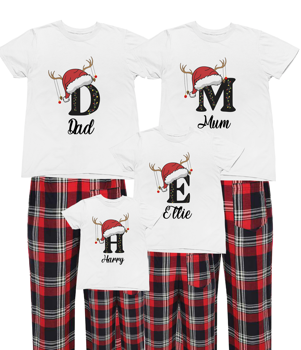 Personalised Family Christmas Pyjamas – Custom Letter & Name PJs