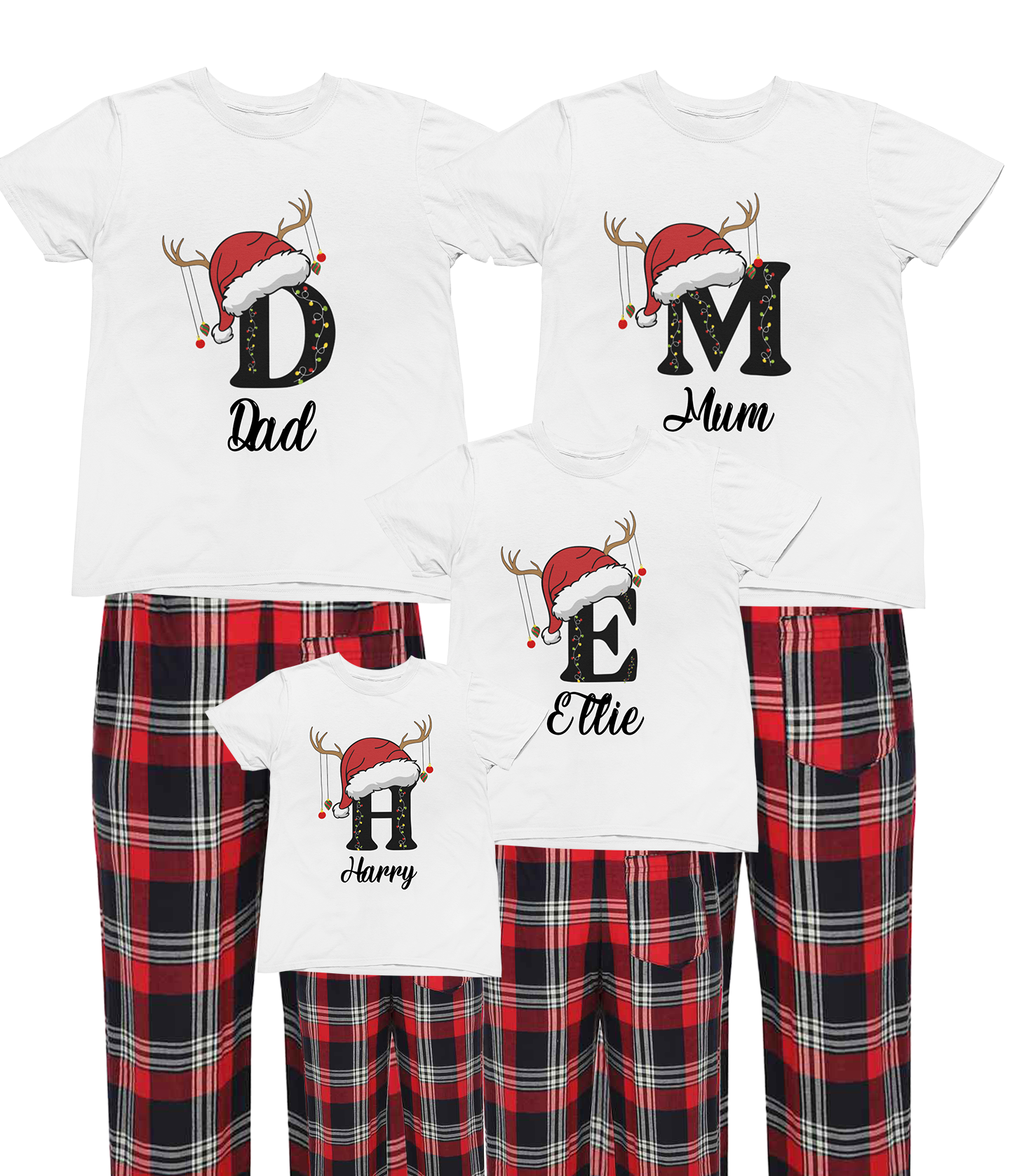 Personalised Family Christmas Pyjamas – Custom Letter & Name PJs