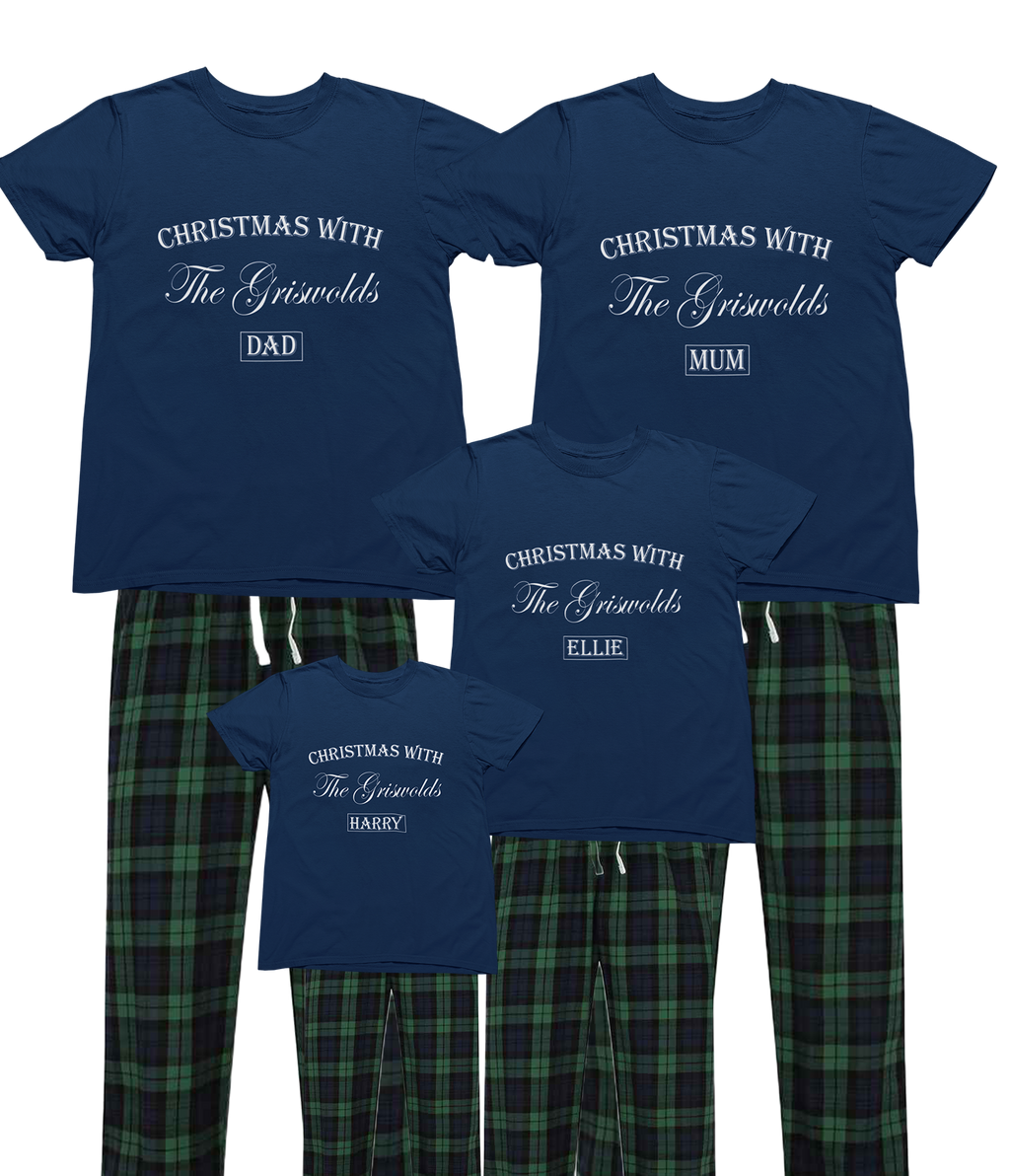 Personalised Family Christmas Pyjamas – Custom Surname & Name Matching Set