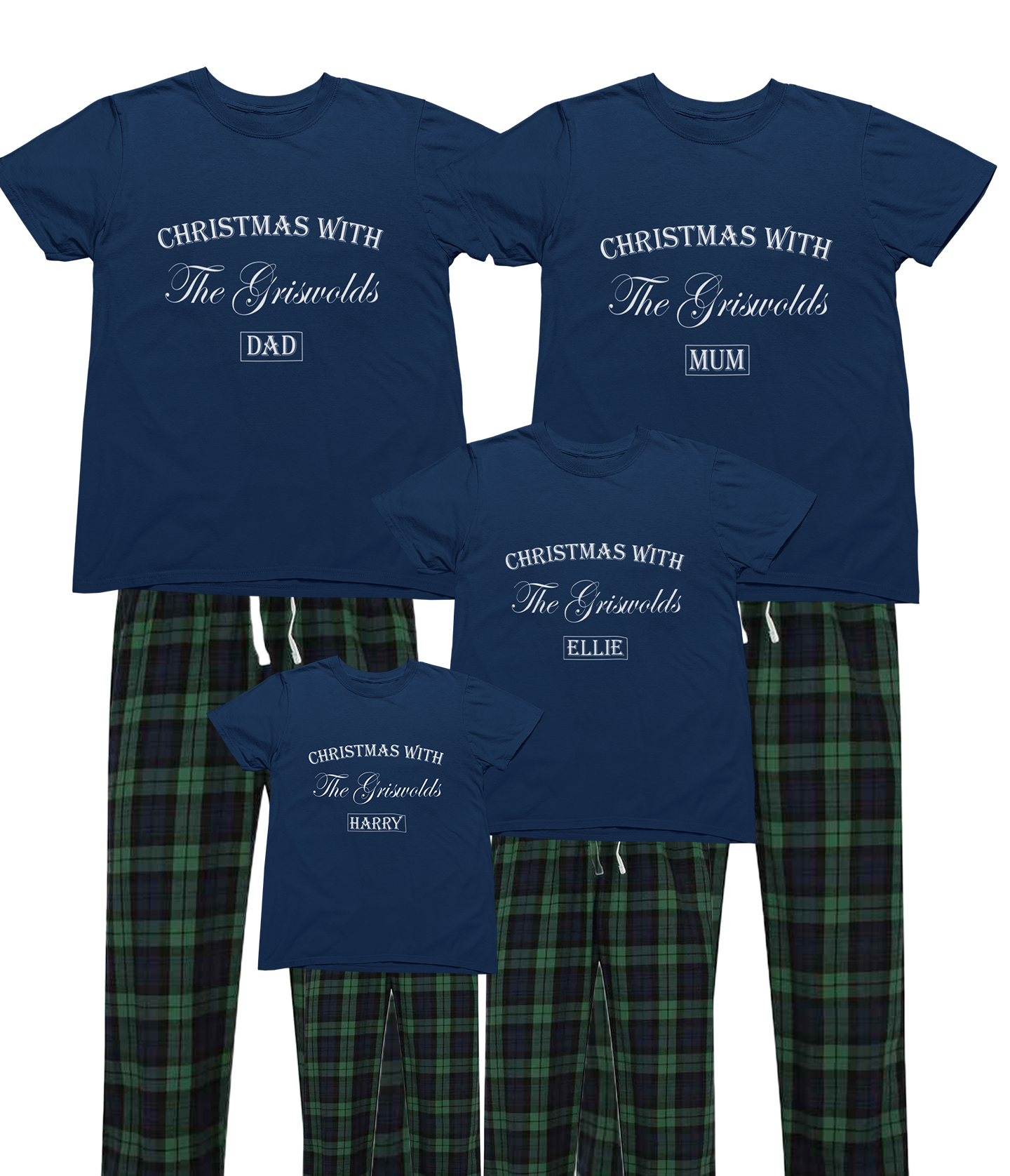 Personalised Family Christmas Pyjamas – Custom Surname & Name Matching Set
