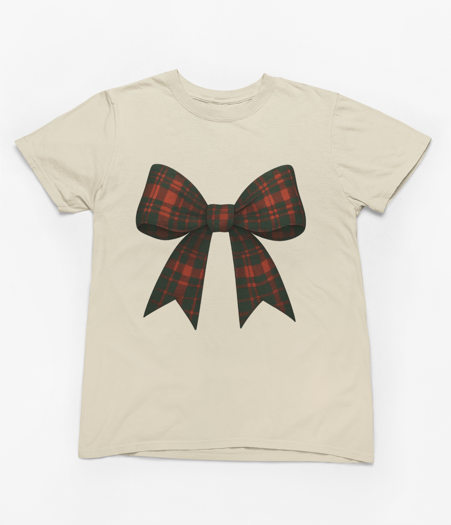 Tartan Coquette Christmas Bow Sweatshirt – Cottagecore Xmas Jumper