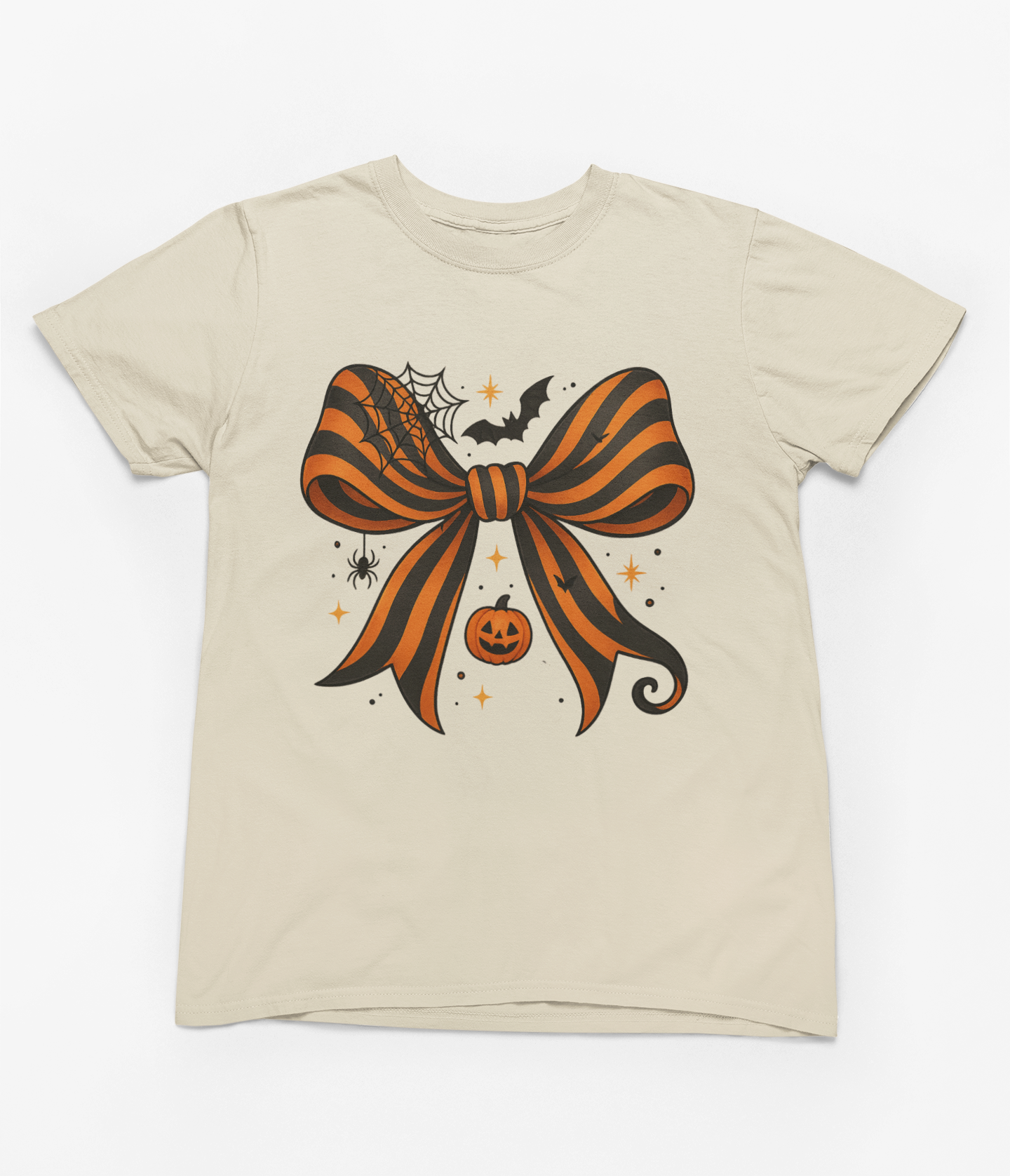 Halloween Coquette Bow Sweatshirt & T-Shirt – Pumpkin, Spider & Bat Design