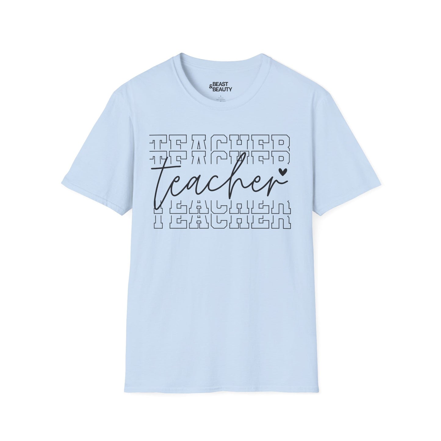 Modern Teacher Script Typography T-Shirt Light Blue / S gift_idea unique_gift personalised_gift