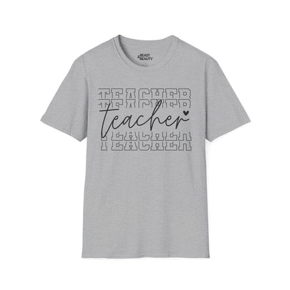Modern Teacher Script Typography T-Shirt Sport Grey / S gift_idea unique_gift personalised_gift
