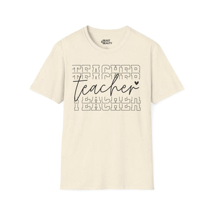 Modern Teacher Script Typography T-Shirt Natural / M gift_idea unique_gift personalised_gift