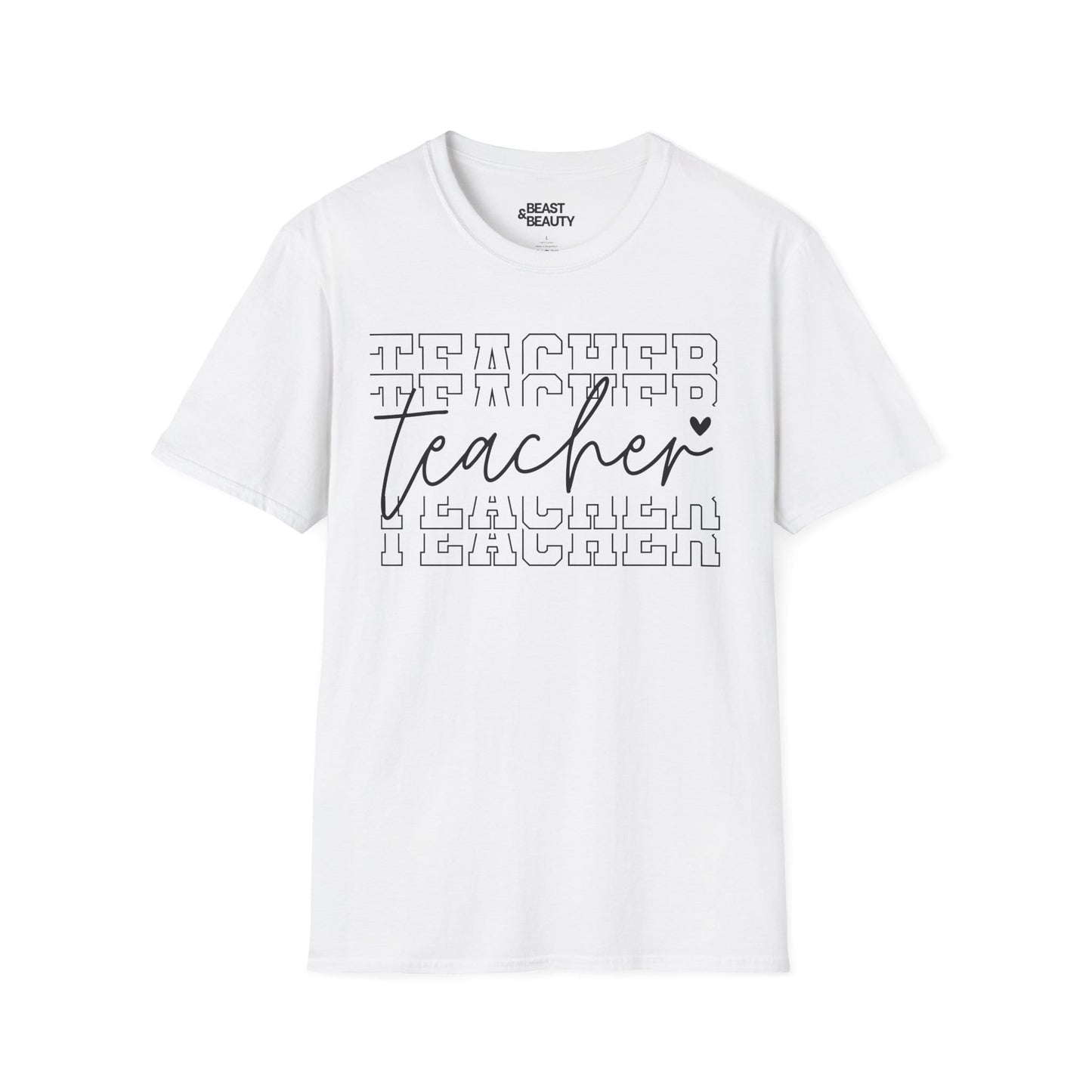 Modern Teacher Script Typography T-Shirt White / S gift_idea unique_gift personalised_gift