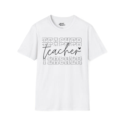 Modern Teacher Script Typography T-Shirt White / S gift_idea unique_gift personalised_gift