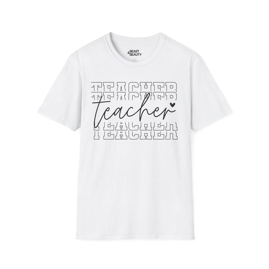 Modern Teacher Script Typography T-Shirt White / S gift_idea unique_gift personalised_gift