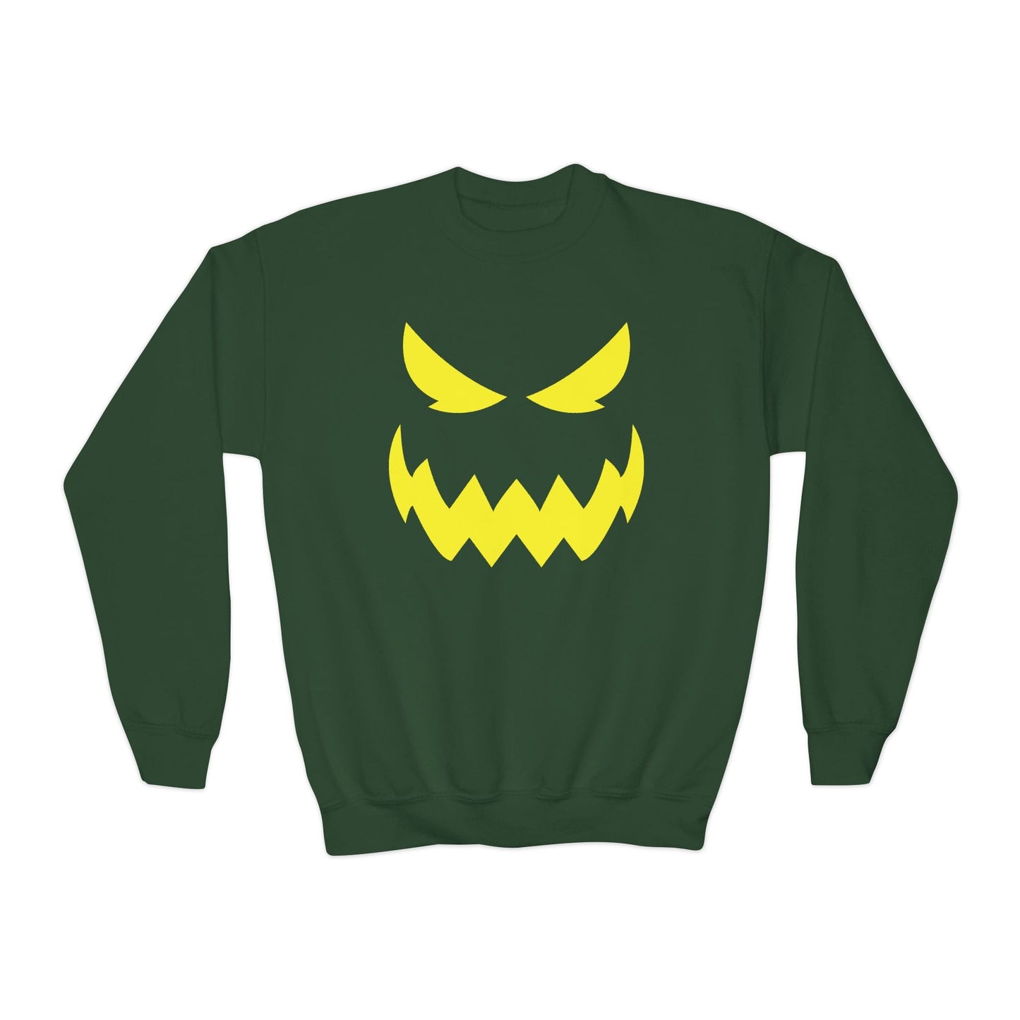 Monster Face Kids Halloween Sweatshirt Forest Green / XS gift_idea unique_gift personalised_gift
