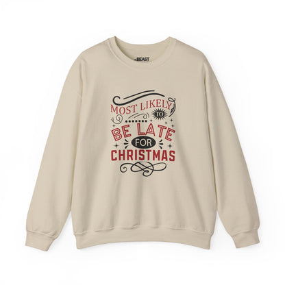 most likely to be late for christmas sweatshirt sand sweatshirt uk Christmas gift idea