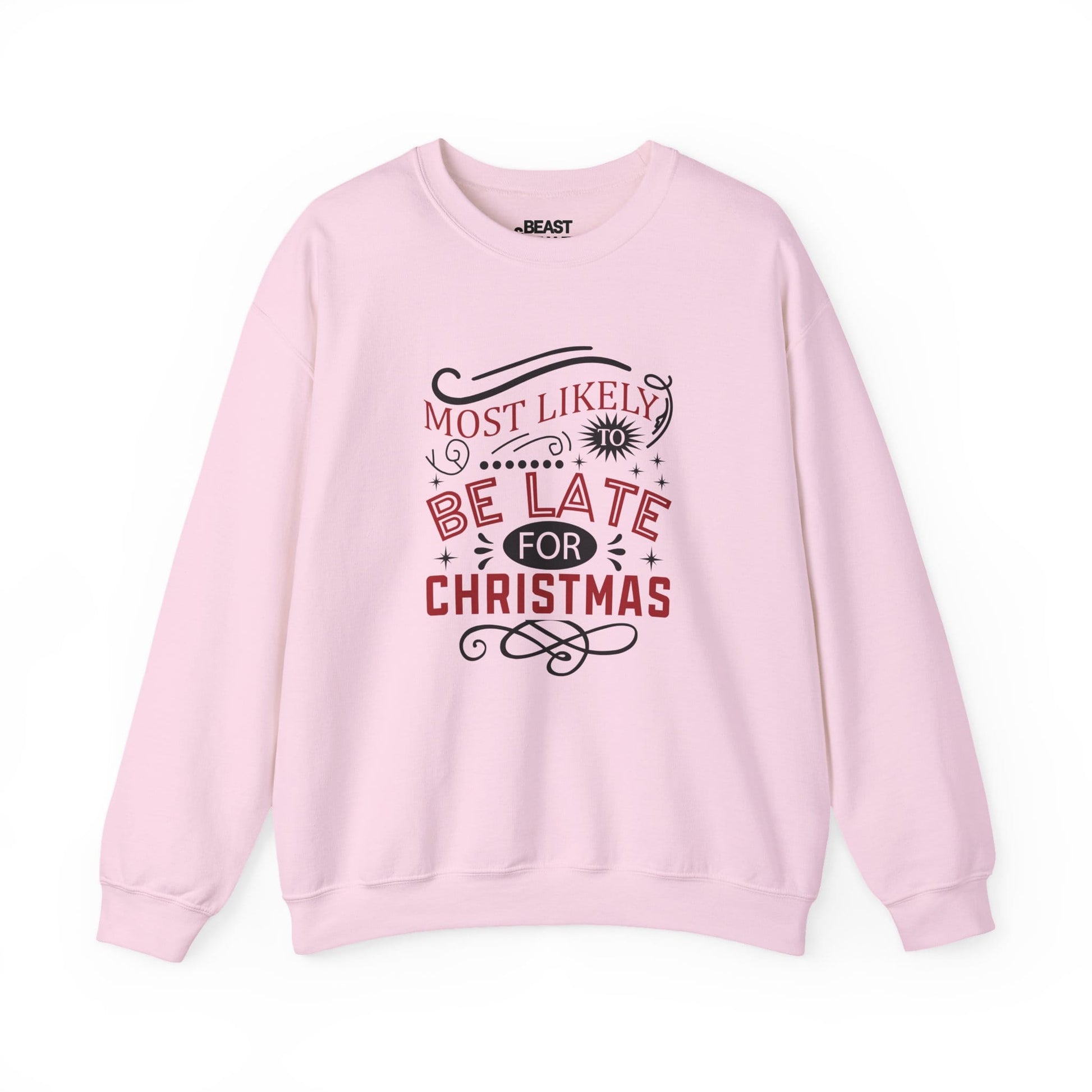 most likely to be late for christmas sweatshirt light pink sweatshirt uk Christmas gift idea