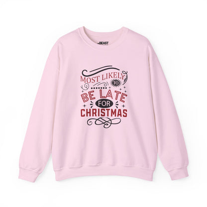 most likely to be late for christmas sweatshirt light pink sweatshirt uk Christmas gift idea