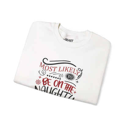 most likely to be on the naughty list christmas sweatshirt sweatshirt uk Christmas gift idea image 4