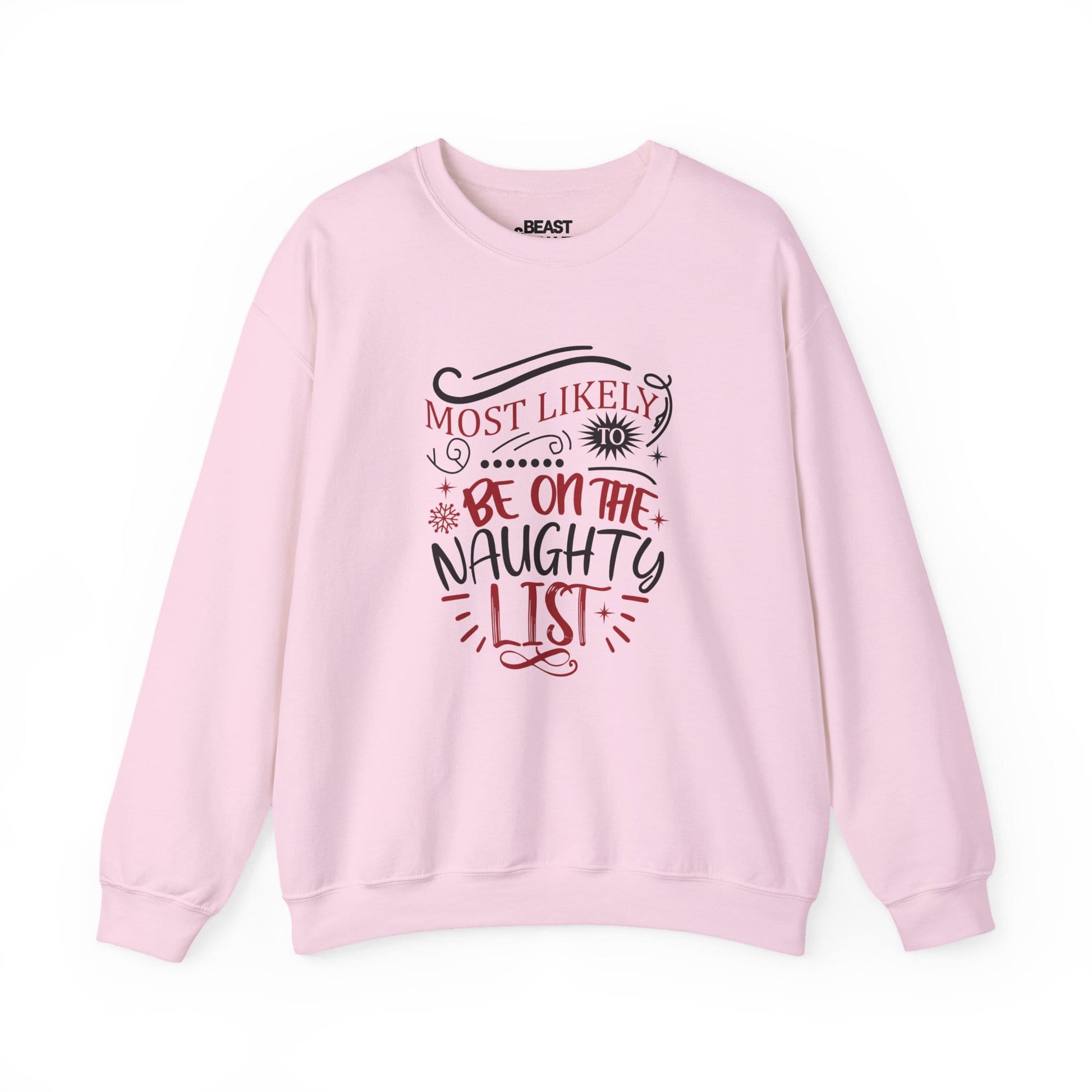 most likely to be on the naughty list christmas sweatshirt light pink sweatshirt uk Christmas gift idea