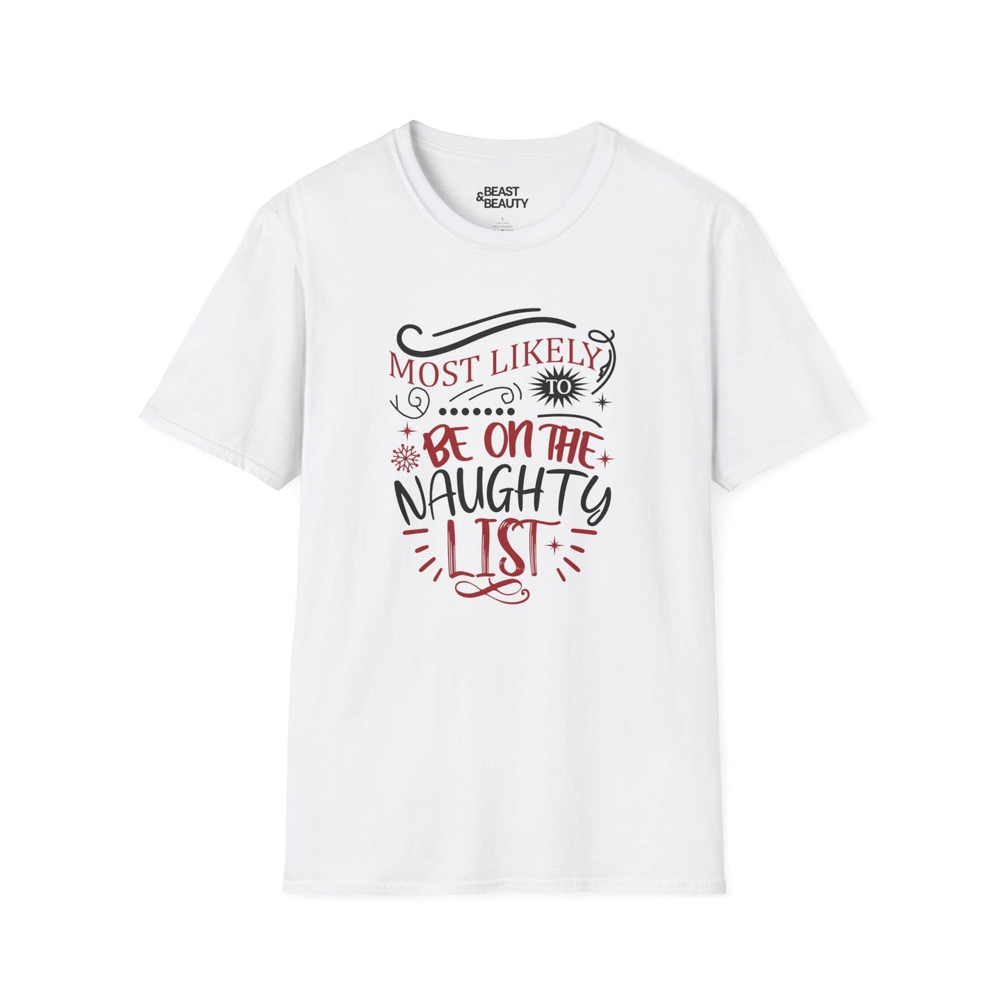 most likely to be on the naughty list christmas t-shirt white t-shirt uk Christmas gift idea
