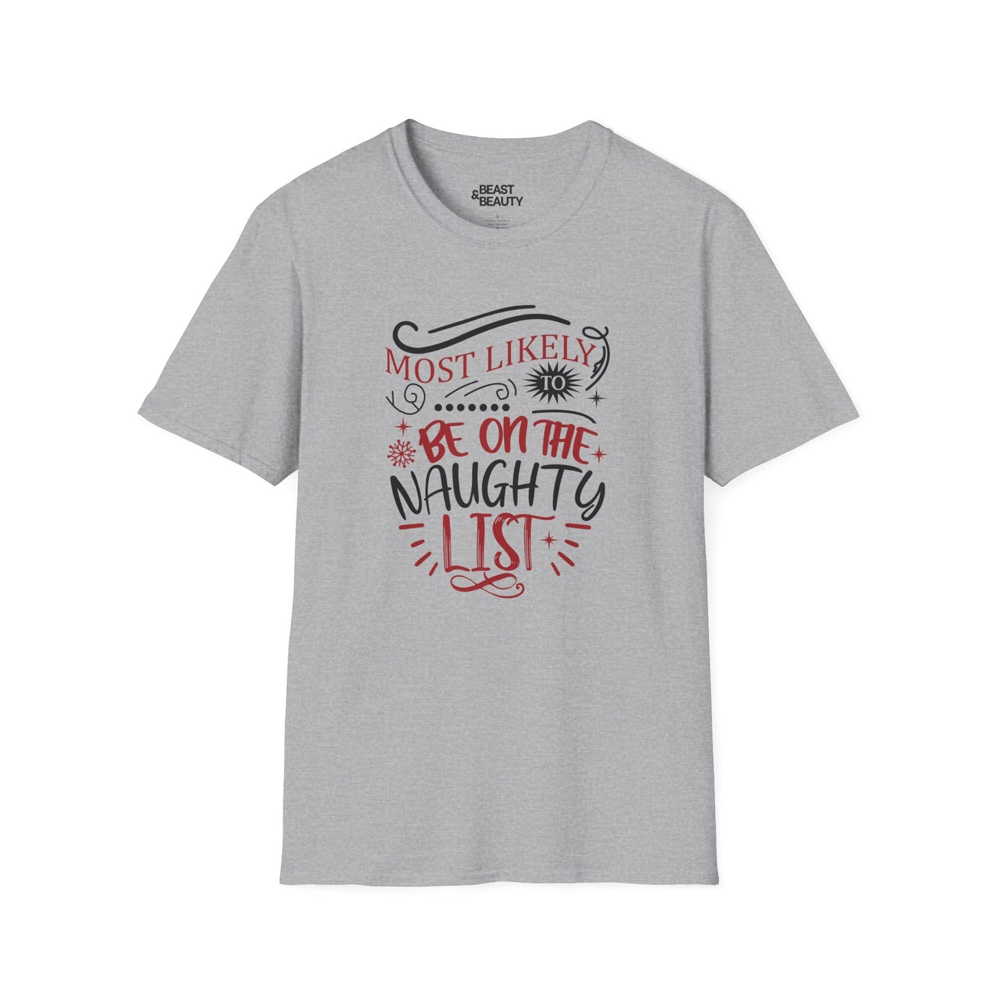most likely to be on the naughty list christmas t-shirt sport grey t-shirt uk Christmas gift idea
