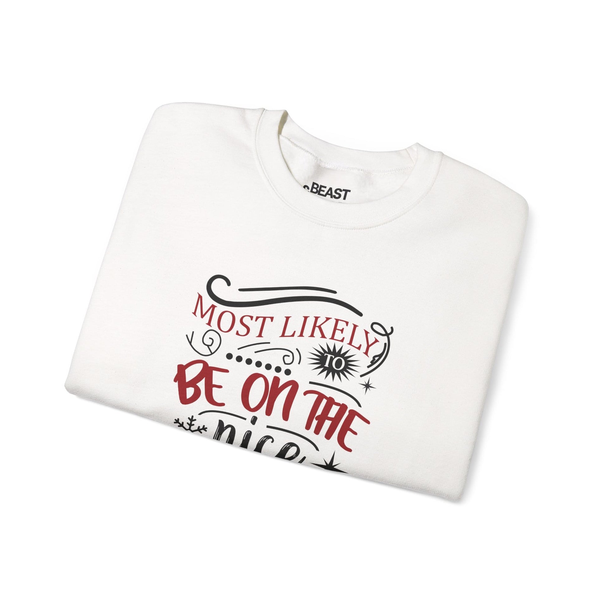 most likely to be on the nice list christmas sweatshirt sweatshirt uk Christmas gift idea image 4