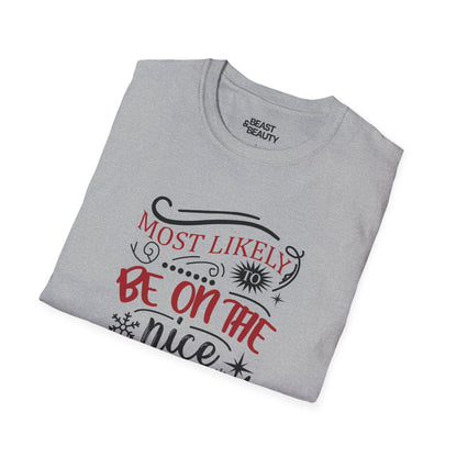 most likely to be on the nice list christmas t-shirt t-shirt uk Christmas gift idea image 6