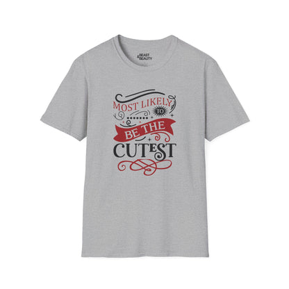 most likely to be the cutest christmas t-shirt sport grey t-shirt uk Christmas gift idea