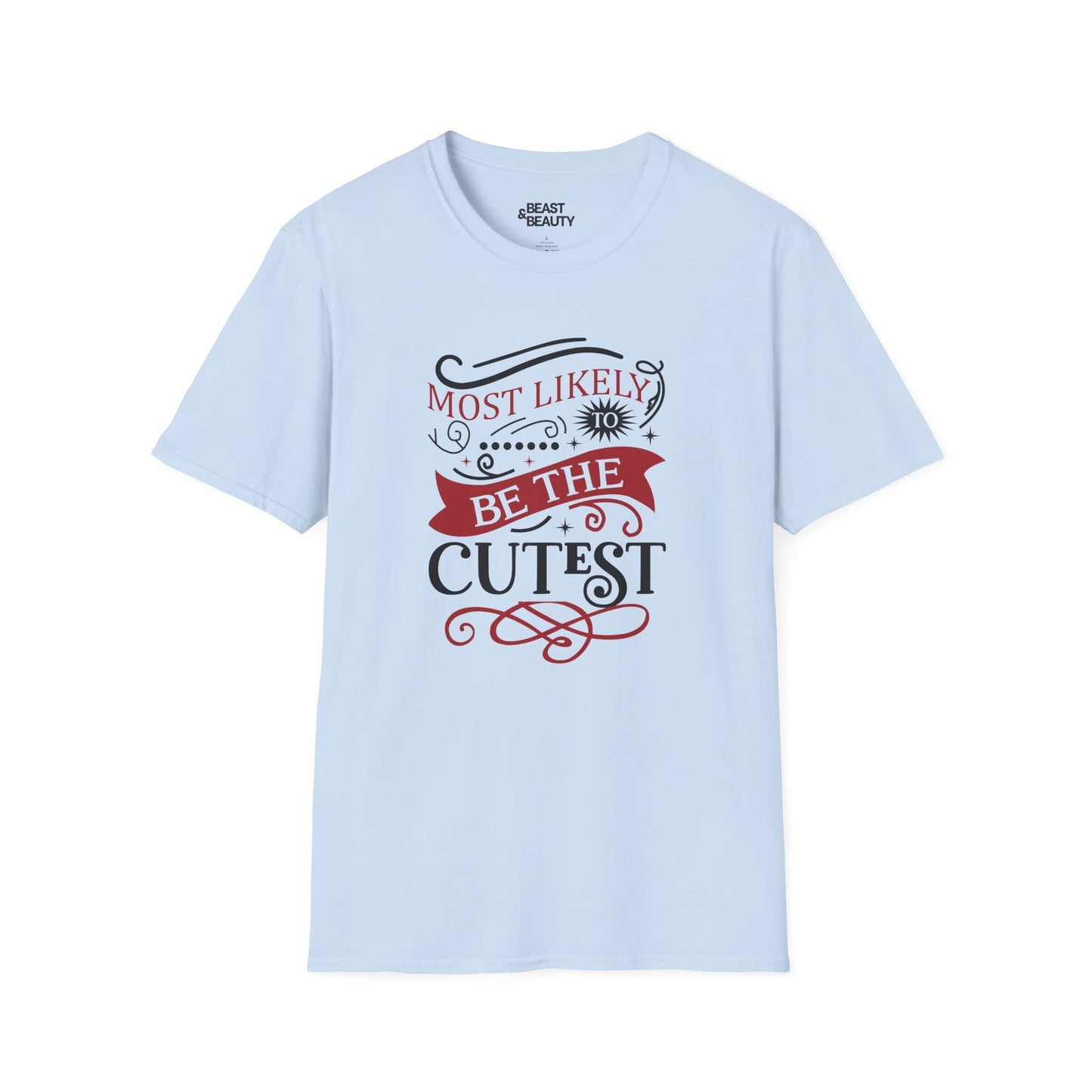 most likely to be the cutest christmas t-shirt light blue t-shirt uk Christmas gift idea