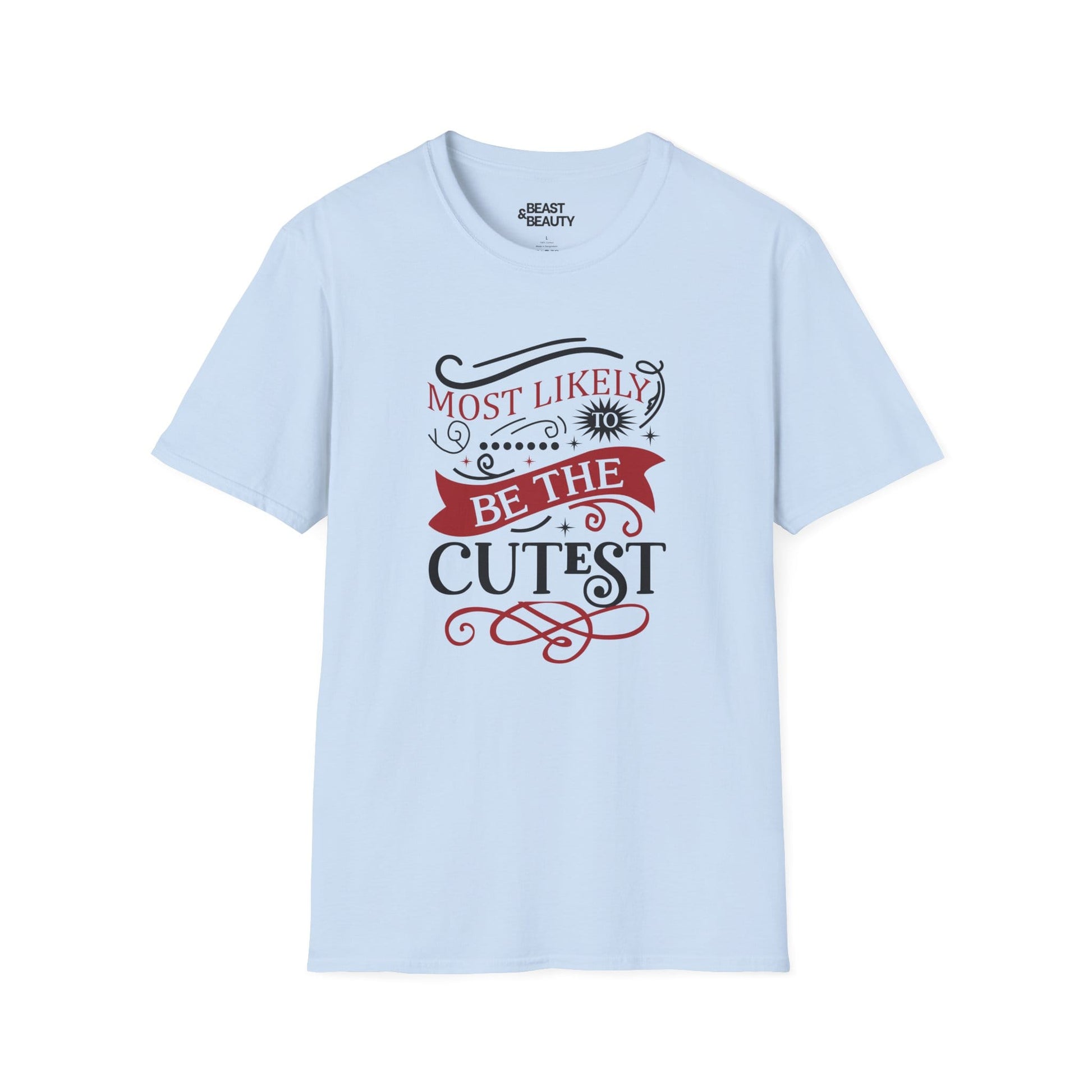 most likely to be the cutest christmas t-shirt light blue t-shirt uk Christmas gift idea