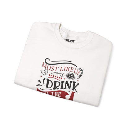 most likely to drink all the beer christmas sweatshirt sweatshirt uk Christmas gift idea image 4